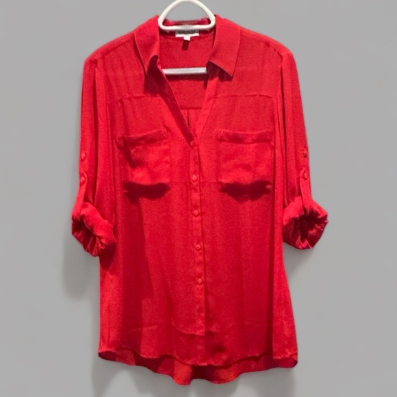 Express Portofino Button Down Red Shirt. Size Large - Picture 10 of 10